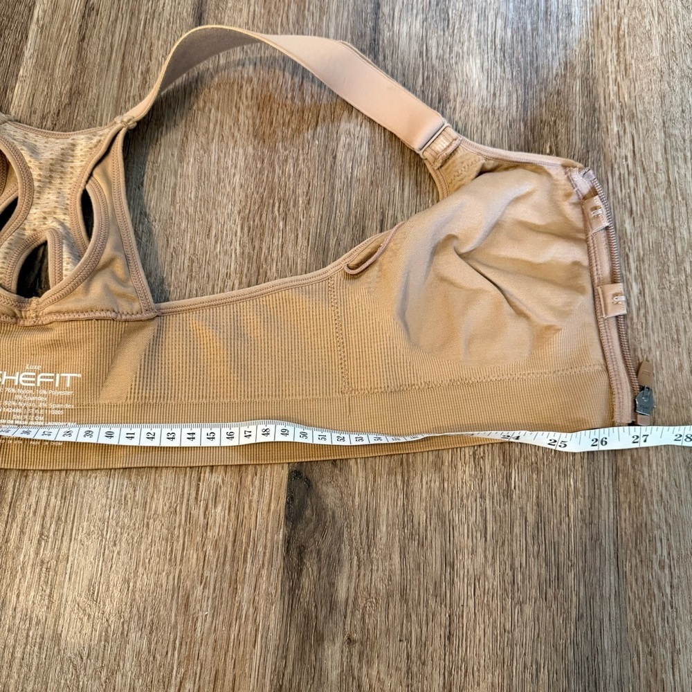 SHEFIT Lounge Bra Luxe Beige Front Zip Sports Bra Wireless Comfort Active - Picture 6 of 8